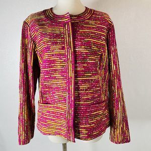 Chicos Blazer Sz 2/Large Pink Yellow